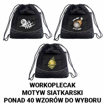 Workoplecak z motywem siatkówki- ponad 40 wzorów do wyboru