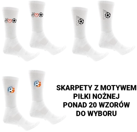 Skarpety sportowe z nadrukiem- ponad 20 wzorów piłkarskich