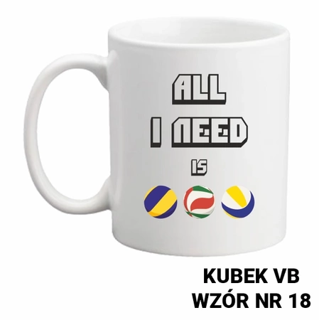Kubek z nadrukiem- siatkówka- ponad 40 wzorów do wyboru  + Twoja personalizacja
